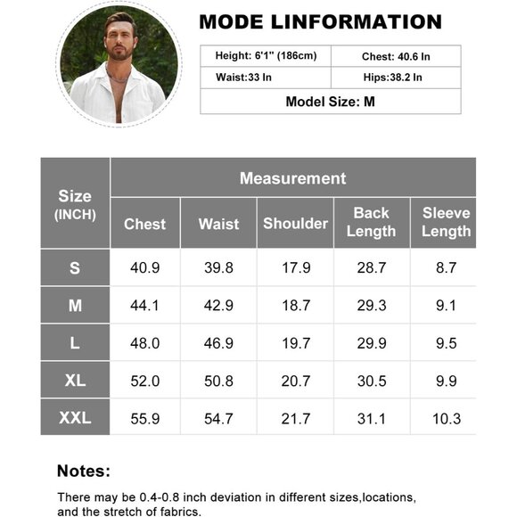 Men White Casual Cuban Lightweight Short Sleeve Button Down Shirt Textured Beach - Picture 6 of 9